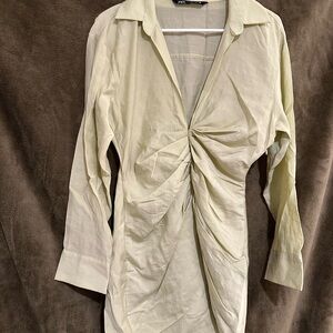 Zara Cream Ruched Front Blouse